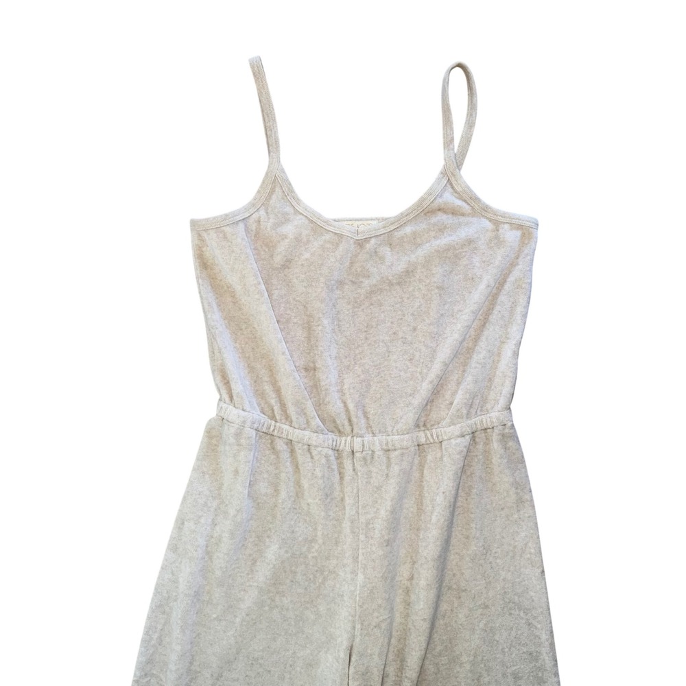 Suzie Kondi Jumpsuit Medium Women Oatmeal Good Velour Wide Leg Spaghetti Strap - Picture 5 of 10